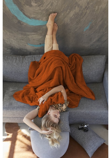 Deluxe Wellsoft Tv Battaniyesi Kiremit Tek Kişilik Battaniye 150x200 Cm