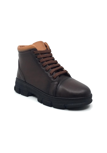Taşpınar %100 Hakiki Deri Kadın Kışlık Günlük Fermuarlı Sneaker Bot 36-41 Kahverengi