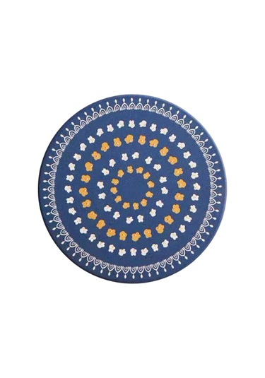 Homyl Tezgah Ev Yemek Masası Için Yuvarlak Placemat Çapı 10cm Koyu Mavi