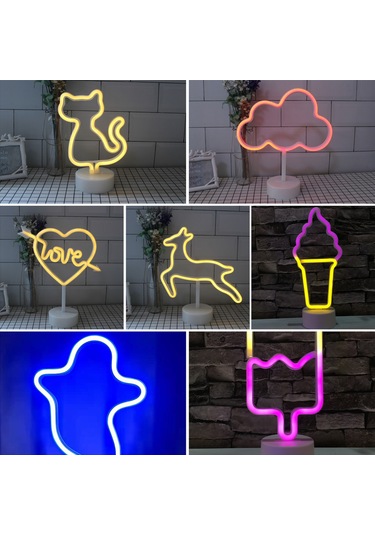 Yaozixa Elk Desenli Led Işıkli Masa Lambası - Yatak Odası Dekorasyonu Usb Ve Pil İkili Kullanimlı Sıcak Beyaz Gece Lambası Pil Dahil Değil Diğer