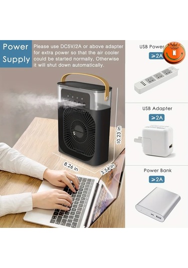 Xuweiwei Taşınabilir 600 Ml Çok Fonksiyonlu Yüksek Hızlı Rüzgar Soğutmalı Fan Usb Güçlü Sessiz Ofis Ev Açık Hava İçin İdeal Büyük Kapasiteli Tank