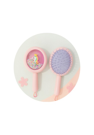 1 Adet Pembe Unicorn Figürlü Renkli Boncuklu Çocuk Saç Tarağı Fırçası Kolay Taranma Saçları Acıtmaz Saç Fırçası