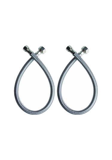 2 Adet Klozet Bağlantı Hortumu Çelik Örgülü 3/8-3/8 Diş Paslanmaz