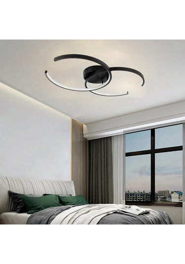 Samsung Ledli Channel Ø45+45cm Tavan Tipi Ledli Avize Siyah - Sarı