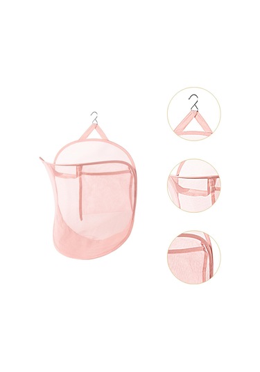 Suntek Çamaşır Kapısı Ev Tipi İçin Ağ Askılı Sepeti Dolap Saklama Pembe