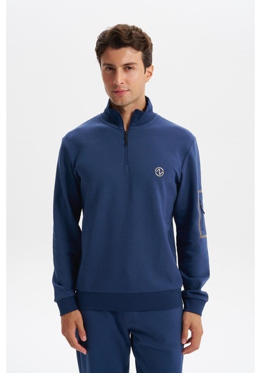 Arma Erkek Slim Fit Dik Yaka Yarım Fermuar Pamuklu Sweatshirt Sol Kol Fermuar Cepli K30404685702 İndigo-i1 Arma Erkek Slim Fit Dik Yaka Yarım Fermuar Pamuklu Sweatshirt Sol Kol Fermuar Cepli K30404685702 İndigo-i1