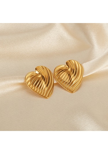 Sones Opk Ge938 1 Çift Basit Paslanmaz Çelik Kalp Fırfırlı Küpe Çok Renkli