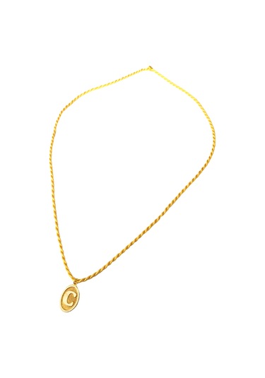 14 Ayar C Harf Sarı İpli Kolye
