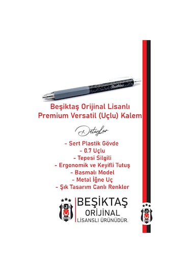 Beşiktaş Lisanslı Premium Versatil Uçlu Kalem 0.7 Kutulu
