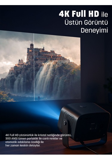 Jeero 4k Smart Cinema Portable Projector Auto Focus / Android Türkçe Menü
