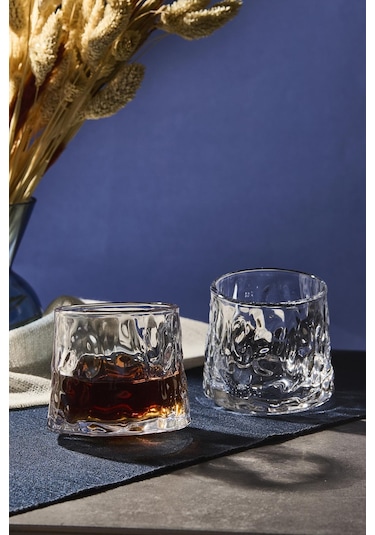 Greta Şeffaf 2'li 360 Derce Dönerli Viski Meşrubat Bardağı Japon Style 160ml