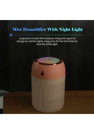 Kosona 330ml Gri Sessiz Nemlendirici: Ev, Araba, Ofis İçin Sürekli/aralıklı Buhar Modu Ve Renkli Gece Lambası