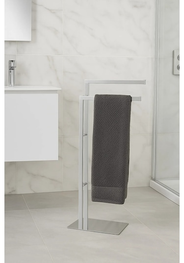 Ayaklı Havluluk, İkili, 38 X 80.5h X 18 Cm -krom Krom