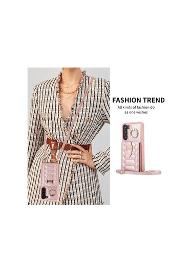 Samsung Galaxy S22 5g Dikey Kart Çantası Halka Tutucu Telefon Kılıfı İçin Çift Kordonlu