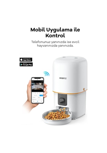 Kameralı ve Ses Kontrollü 4 Litre Akıllı Mama Kabı