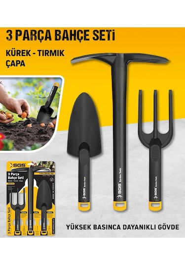 Sgs 3120 Hobi 3'lü Bahçe Seti Kürek Tırmık Çapa Bahçıvan Seti