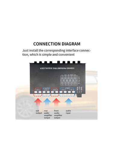 Novahub Profesyonel 5 Bant Araba Ses Eşitleyici, Parametrik Eq, Çok Fonksiyonlu Geçiş Amplifikatörü