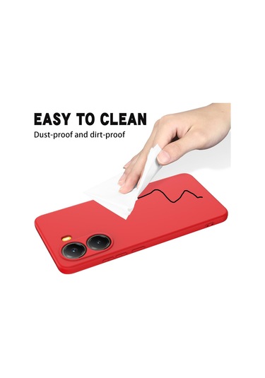 Xiaomi Poco X7 Pro İçin Düz Renk Sıvı Silikon Damlamaz Tam Kapsama Telefon Kılıfı Kırmızı