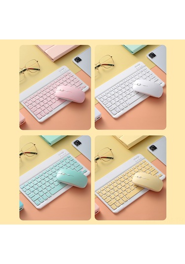 Geeksen Sk-030 10 İnç Bluetooth Klavye Ve Fare Seti - 78 Tuşlu İnce Tasarım, 3 Dpı Ayarlı, Çoklu Sistem Uyumlu, Şarj Edilebilir Yeşil Diğer