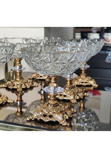 Assa Bazaar Paşabahçe Estrella Ayaklı Kase 6 Lı Set Cam Sunumluk, Tatlı, Dondurmalık & Çerezlik Beyaz