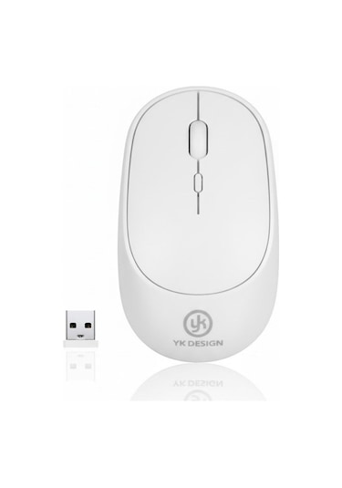 Go İthalat Beyaz Renkli Ergonomik Sessiz Kablosuz Mouse Usb Alıcılı, Ofis Ve Oyun İçin Konforlu Bi -