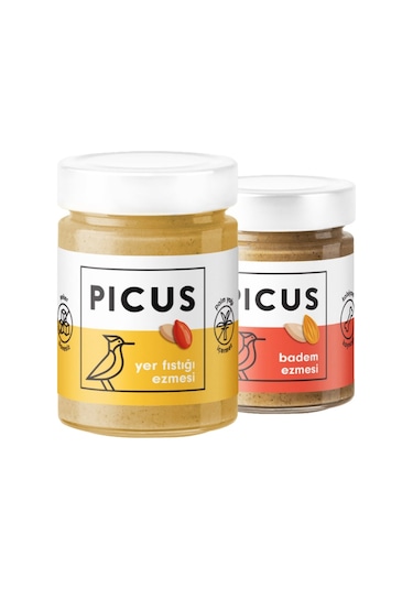 Picus Yer Fıstık Ezmesi 300 G + Badem Ezmesi 195 G