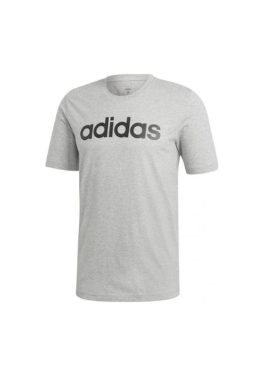 Du0409 Adidas Essential Linear Erkek Pamuklu Gri Tişört