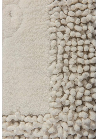 Cotton Special 2'li Osmanlı Desen Pamuklu Klozet Takımı Krem 60 x 100 / 50 x 60 CM Krem