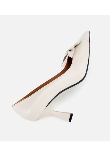 Hotiç Kadın Deri Ekru Fiyonk Detaylı İnce Topuklu Stiletto 01ayh315460a400 01ayh315460a400 Ekru