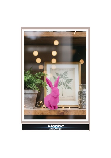 Monbc Pembe Tavşan 3d Tasarım Dekoratif Biblo, Hediyelik Ve Ev Ofis İçin Şık Aksesuar