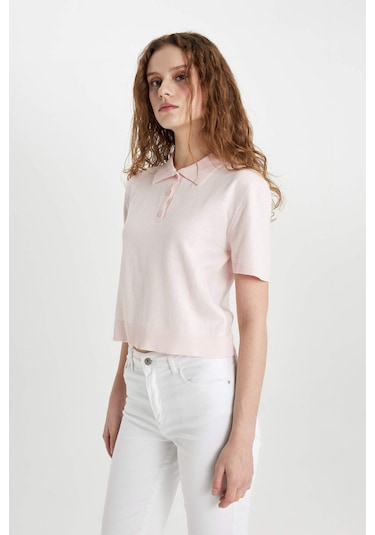 Defacto Regular Fit Polo Yaka Kısa Kollu Triko Tişört C4534AX24SMPN190 Pembe Defacto Regular Fit Polo Yaka Kısa Kollu Triko Tişört C4534AX24SMPN190 Pembe