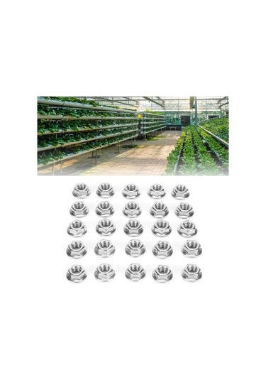 Tongxida 25 Parça Paslanmaz Çelik Flanşlı Somun, Sera Ekipmanları İçin Korozyon Dirençli Somun Seti