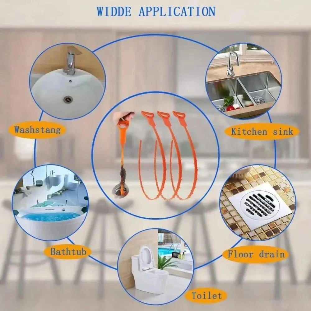 Yuntech01 Ev Boruları Saç Temizleyici Aleti, 51 Cm Esnek Plastik, 2'li Set, Kuru Ve Nemli Kirlikleri Kolay Çıkarır, Rahat Saklama Kanca Portakal