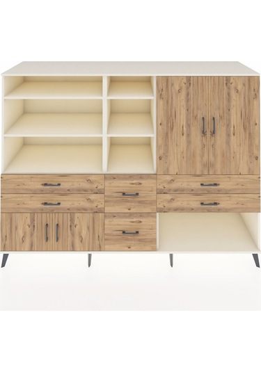 Kronos Dolap 10 Raflı 6 Çekmeceli 4 Kapaklı 220x59x163 Aytaşı-çam Aytaşı-çam