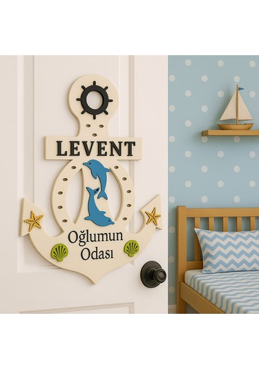 Çocuk Odası Kapı Veya Duvar Süsü Kişiye Özel İsim Yazılı No:1003 Krem