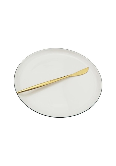 Agoodshop Siyah & Altın 6 Adet Siyah Altın Tatlı Bıçak Seti, Paslanmaz Çelik, Gümüş Siyah - Altın Siyah - Altın