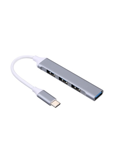 Xindoker Alüminyum 4-port Usb Hub - Type-c'den 1 Usb 3.0 + 3 Usb 2.0'a Çevirici, Veri Transferi Ve Cihaz Genişletici, Gümüş