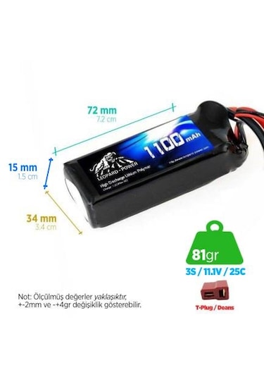 Leopard Power 1100 Mah 11.1v 3s 25c Lipo Batarya