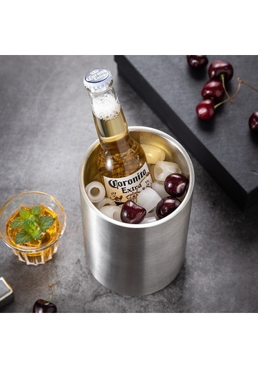 Wondernest Paslanmaz Çelik Şarap Kovası, Çift Bölmeli Buz Bar Ev & Şampanya Soğutucu