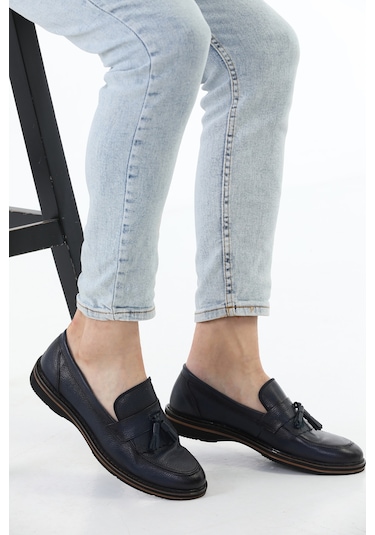 M.Karaca Hakiki Deri Ortopedik Taban Erkek Ayakkabı Lacivert