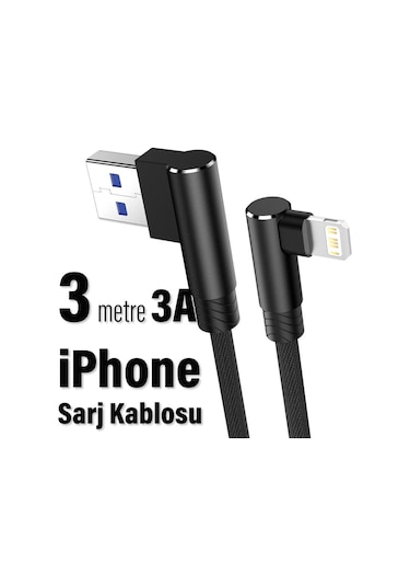3 Metre Oyuncu Şarj Kablosu İphone Uyumlu Uzun 3a 3m Usb - Ligtning