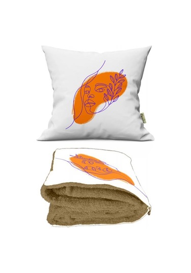 Modern Kadın Silüet Desenli Opsiyonel Battaniyeli Hediye Yastık 38x38cm Hediye Paketi-Hediye Paketi