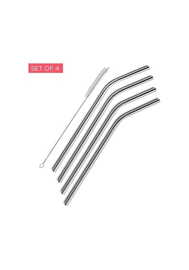 Çelik Pipet Paslanmaz Çelik Metal Meşrubat Pipeti Ve Pipet Temizleme Fırçası Seti 5 Parça Renkli