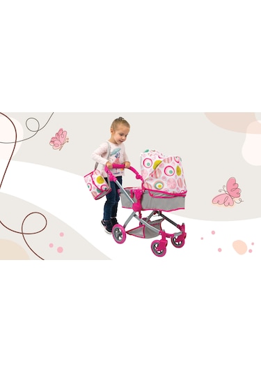 Nano Oyuncak Bebek Arabası Pink Rose
