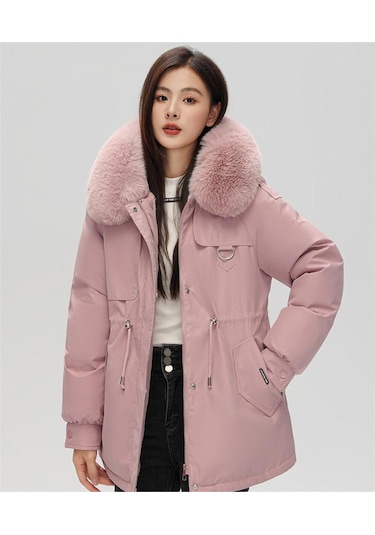 Simicg Kışlık Büyük Beden Kadın Kaban - Pembe