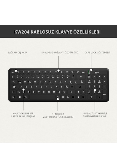 Lecoo KW204 Kablosuz Türkçe Q Klavye & Mouse Set