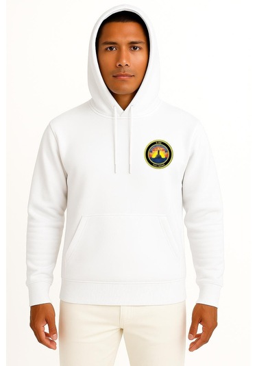 Kapüşonlu Tcg I.inönü S360 Cep Tasarımlı Unisex Sweatshirt Beyaz