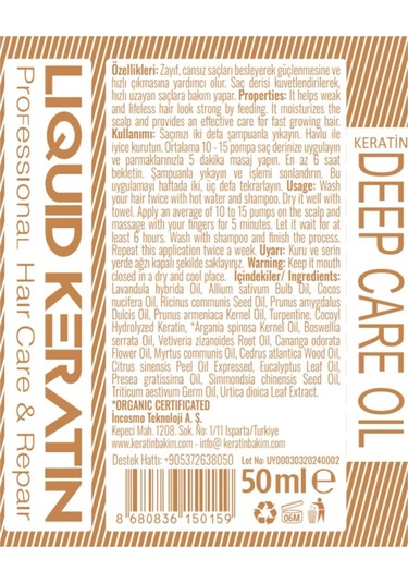 Hızlı Saç Uzatma Keratin Dip Bakım Yağı 50ml