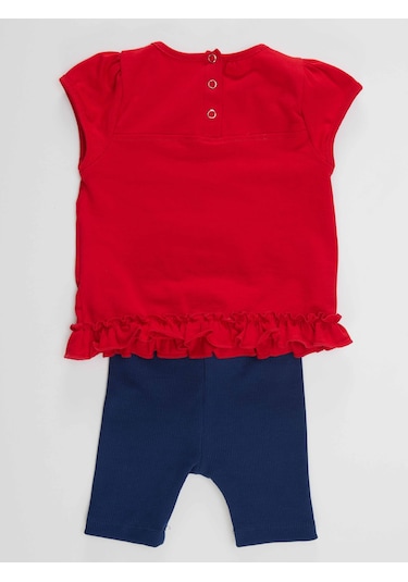 Denokids Kırmızı Tilki Kız Bebek Tunik Tayt Takım Renkli Çok Renkli