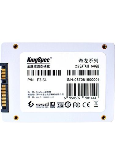 Novahub Kingspec Sata Iıı 2.5 64gb Ssd - Yüksek Hızlı Performans, Dayanıklı, Bilgisayar Ve Tabletler İçin Uygun